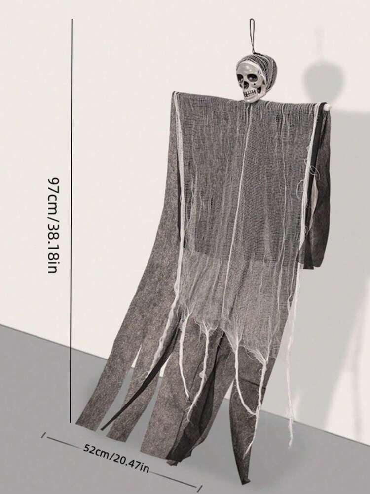 1pc Yard Decoration Cheesecloth Skeleton Hanging Prop For Ghost Party Haunted House Bar Scene Decor,Christmas - Black - View 4
