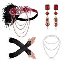Set de accesorios de estilo charlestón de los años 20, adecuado para atuendo de los Felices Años 20 - Negro - Ver 1