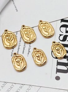 Set de 5 accesorios de joyería de acero inoxidable con colgante de rosa estilo campestre, ideal como regalo para festival o San Valentín