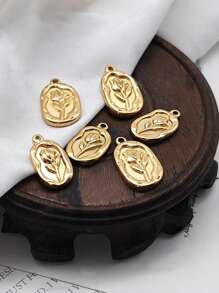 Set de 5 accesorios de joyería de acero inoxidable con colgante de rosa estilo campestre, ideal como regalo para festival o San Valentín