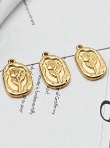 Set de 5 accesorios de joyería de acero inoxidable con colgante de rosa estilo campestre, ideal como regalo para festival o San Valentín