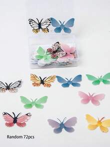 72pcs, Colorful Edible Butterfly Cake Toppers For Weddings, Birthdays -Wafer Paper Cupcake Decorations For Food Decoration And Party Supplies - Multicolor - View 7