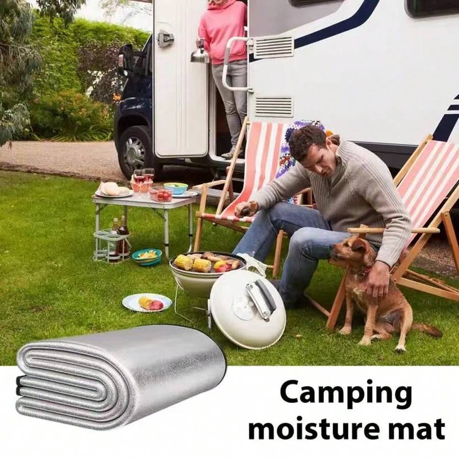 1 件双面铝膜加厚防潮垫，户外野餐露营防水垫，室内防潮垫 - 銀色 - 查看 1