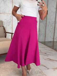 Women Skirts - 玫紅色 - 查看 2