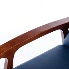 Mid Century  Single Armchair Sofa Accent Chair Retro Modern Solid Wood Armrest Accent Chair, Fabric Upholstered Wooden Lounge Chair  Navy - Navy+PU - View 19