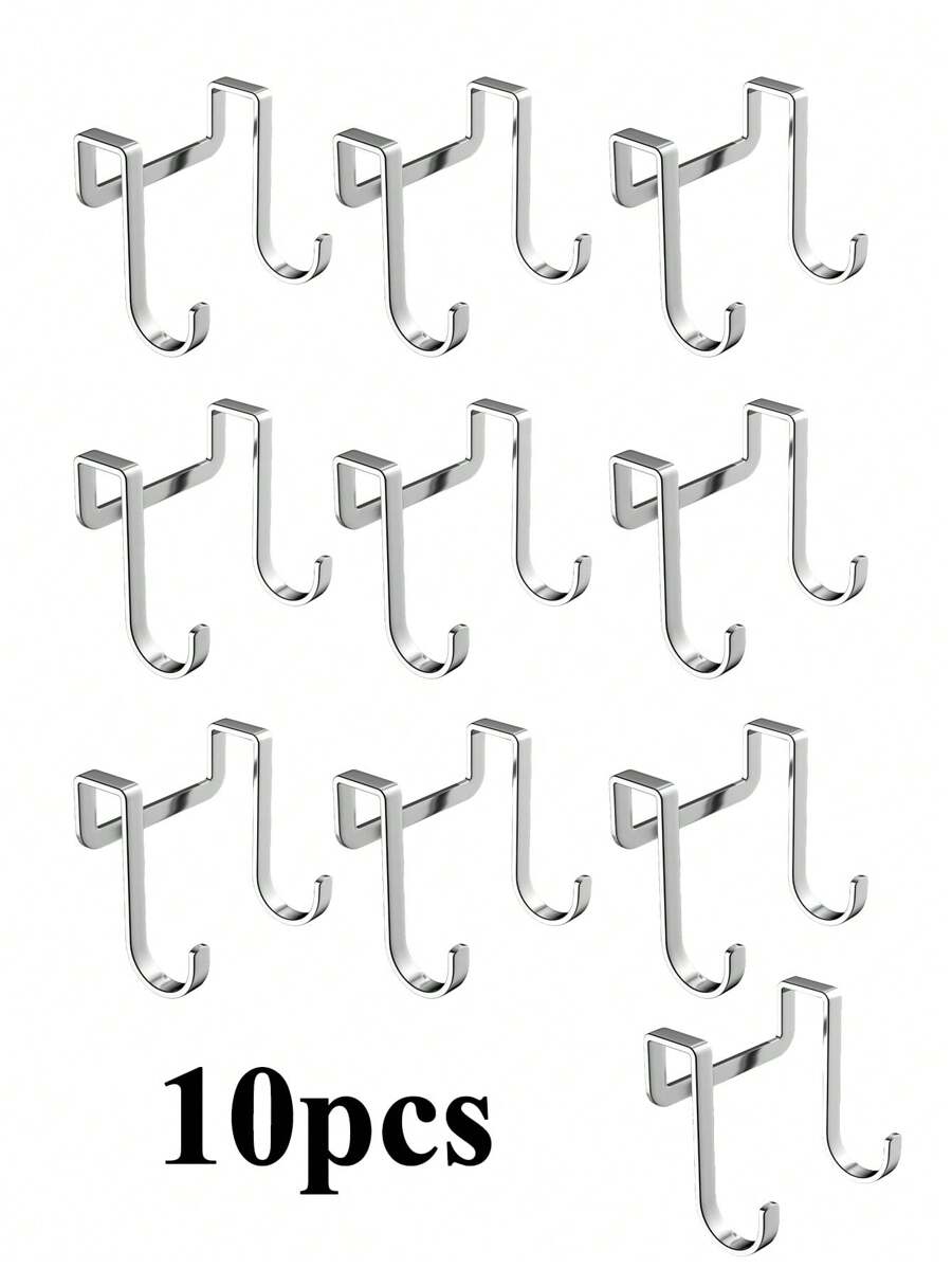 2pcs/10pcs Stainless Steel S Shaped Hooks, No Drilling Needed, For Door, Kitchen, Bathroom, Cabinet, Headboard Hanging - Multicolor - View 1