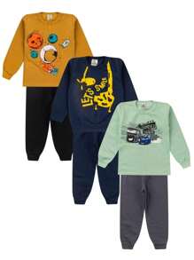 6 Pieces Children's Sweatshirt Boys Winter Set Boys Kids Fast Shipping - 3 Tops + 3 Pants - Nhiều màu - Xem 2