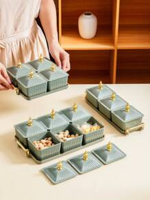 1 Set Snack Plate Tray Set, Snack, Candy, Dried Fruit, Cookie Storage Set, Wedding & Holiday Decorative Tray Set - Beige - View 5