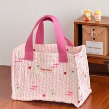 可爱时尚的午餐盒手提袋，适合上班族和学生，便携大容量保温午餐袋