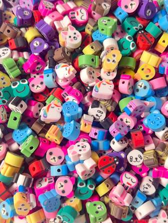 100pcs Cute Animal Shaped Polymer Clay Beads For Bracelet & Necklace DIY
