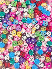 100pcs Cute Animal Shaped Polymer Clay Beads For Bracelet & Necklace DIY - Multicolor - View 2