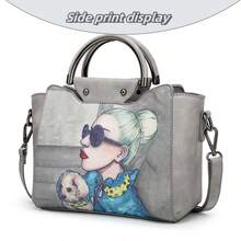 Women's Portrait Printed Handbag Korean Version One Shoulder Crossbody Bag Minimalist And Fashionable Portable Small Bag - Grey - View 2