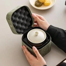 1 bộ Bộ trà du lịch Gaiwan 250ml, bao gồm 1 Gaiwan, 3 tách trà, 1 cốc trắng, lớp tráng men kiểu Trung Quốc, hộp đựng hình vuông cao cấp, tiện lợi cho các chuyến đi ngoài trời, cắm trại và công tác - tro thực vật - Xem 8