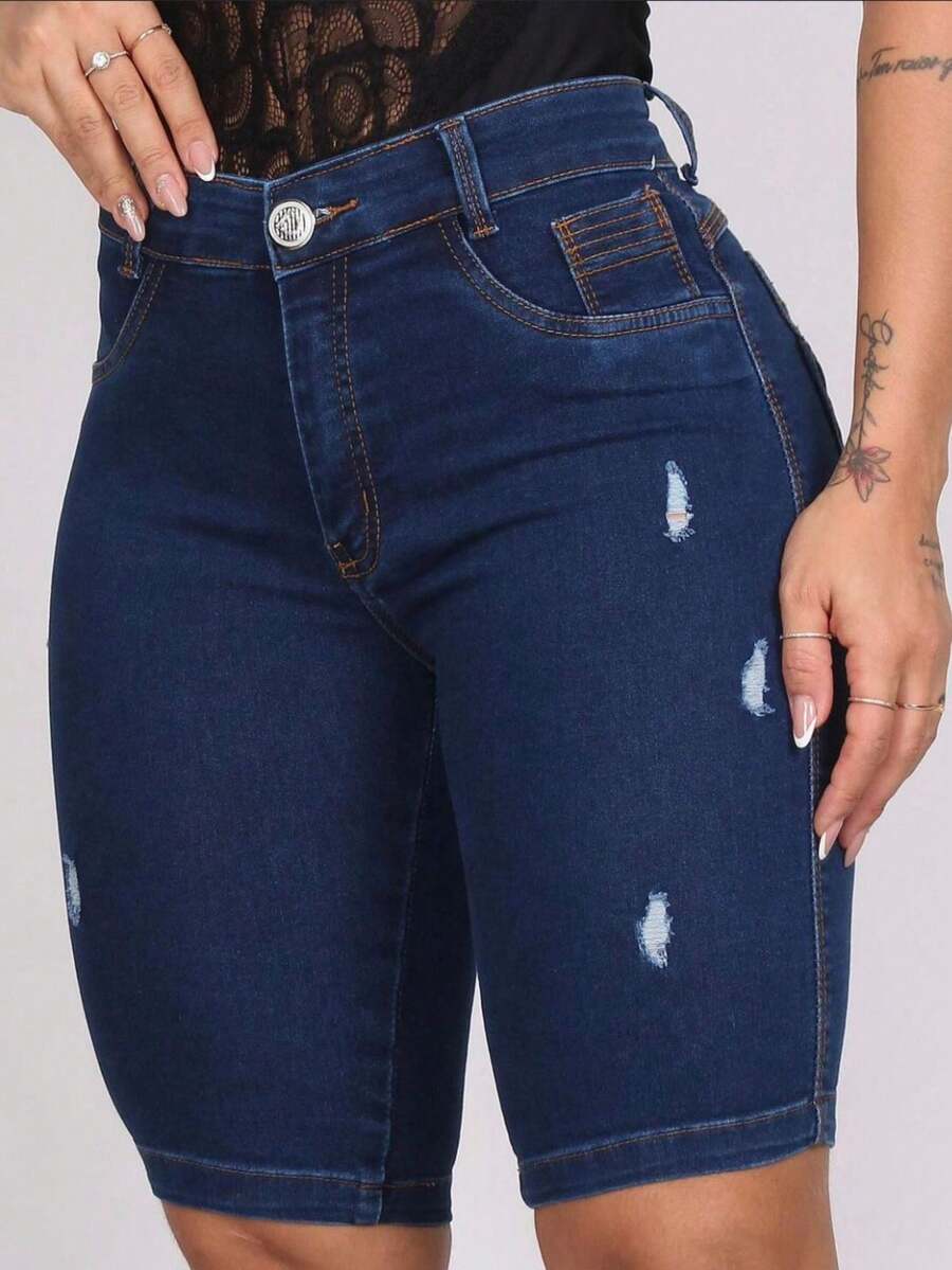 Women Denim Shorts - Blue - View 1