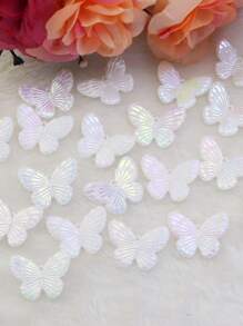 50 hạt bướm tráng AB để làm đồ trang sức DIY / Hạt acrylic cho phụ kiện tóc, trang trí vỏ điện thoại, vòng cổ, mặt dây chuyền, vòng tay, v.v. Thích hợp cho các dự án DIY hàng ngày. - 50 con bướm mạ màu nhỏ - Xem 16