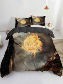 3 件套羽绒被套，花卉印花床上用品套装，柔软舒适羽绒被套，适用于卧室、客房（1 * 羽绒被套 + 2 * 枕套，不含芯） - 彩色 - 查看 3