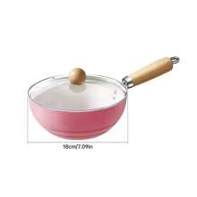 Sartén wok antiadherente pequeña para cocinar en el hogar, olla de fondo plano apta para cocina de inducción y de gas, adecuada para cocinar fideos, sopas y mariscos - Rosa - Ver 5
