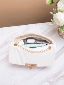 Stylish Solid Color Woven Crossbody Bag, Suitable For Women's Daily Use - Beige - View 3
