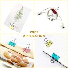 40 piezas Sujetadores de carpeta multicolor y de múltiples usos - clip de papel de color, suministros de oficina clip de metal perfecto para estudiantes - Multicolor - Ver 5