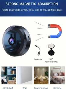 Mini WiFi Surveillance Camera, 2.4G WiFi Monitor Night Vision Motion Detection Camera, Family Security Camera, Monitoring Wide-Angle Detection IP Camera - Black - View 7