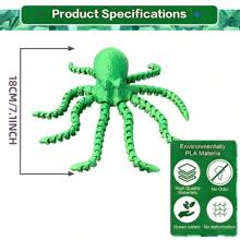 1pc 3D Octopus Print Toy, Decompression Toy For ADHD, 3D Printed Creative Gift, DIY Decor Ornament, Home Decor, Christmas/Birthday Gift, Fish Tank Decoration - Octopus - View 4