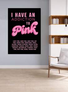 1张励志名言海报，配有可爱女孩插图，粉色，帆布墙画，卧室、客厅、走廊家居装饰，理想礼物，无框墙画