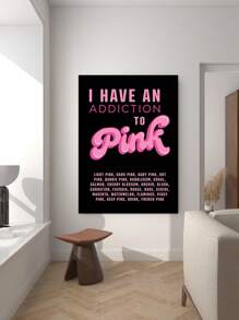 1张励志名言海报，配有可爱女孩插图，粉色，帆布墙画，卧室、客厅、走廊家居装饰，理想礼物，无框墙画