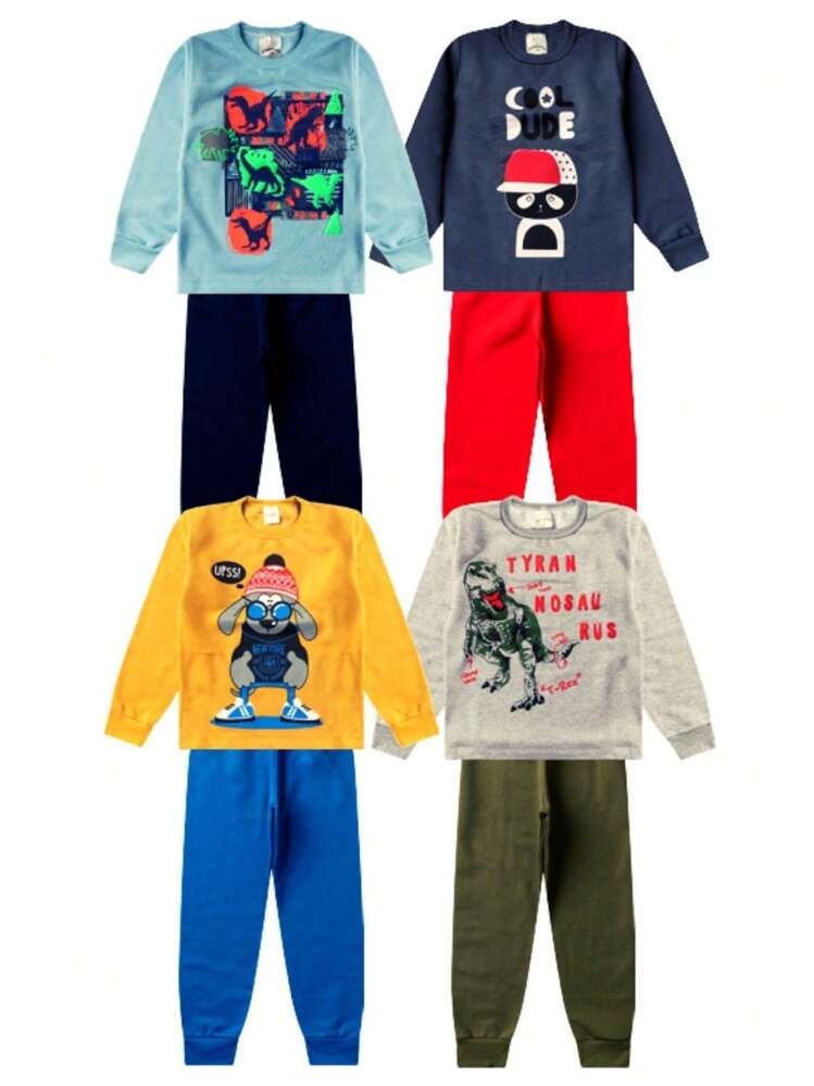 6 Pieces Children's Sweatshirt Boys Winter Set Boys Kids Fast Shipping - 3 Tops + 3 Pants - 彩色 - 查看 7
