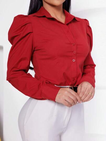 Camisa Elegante Social Feminina Manga Longa Princesa