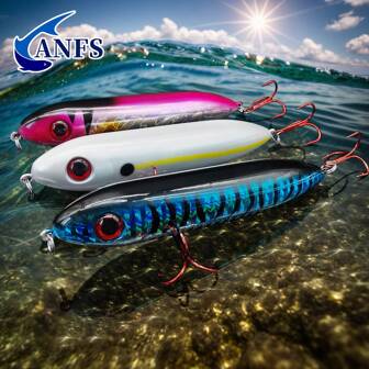 ANFS 1 pezzo Esca da pesca realistica ANFS galleggiante in superficie, esca artificiale a matita per pesca in acqua salata e dolce