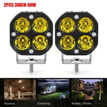 2pcs 3-Inch 40W LED Cube Pod Work Light Strip Driving Light Amber Off-Road 4000LM For 4WD Truck SUV ATV Shipshan Rock