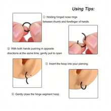 ADYJELY 5 件/套 鼻环圈 316L 医用钢防过敏铰链环软骨耳环 16G 18G 唇环、环形圈 耳屏隔穿孔海螺耳甲圈耳环黑色耳垂耳环、肚环乳头环 6mm 8mm 10mm 男女身体穿孔首饰 - 5pcs/Set - 查看 3