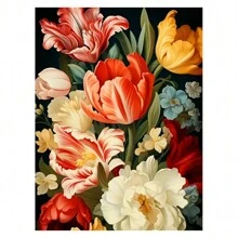 1 件 5D DIY 钻石画牡丹雏菊花朵全方形或圆形钻石马赛克花卉成人手工制作适合初学者家居装饰墙艺术 - 彩色 - 查看 17