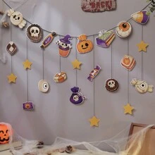 1 套/1 件万圣节糖果蜘蛛、幽灵、蝙蝠、南瓜、骷髅派对装饰拉旗、节日庆祝氛围横幅、圣诞节