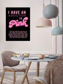 1张励志名言海报，配有可爱女孩插图，粉色，帆布墙画，卧室、客厅、走廊家居装饰，理想礼物，无框墙画