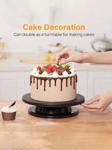 1pc Rotating Turntable Carving Wheel, Rotating Cake Turntable, Black Painting Turntable, Lightweight Stand For Painting Turntable, Cake Decorating, Display - Multicolor - View 2