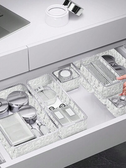 1pc Clear Drawer Organizer With Dividers For Cosmetic Storage, Dressing Table, Skin Care Product Classification, Perfume Organizer, Lipstick Holder, Eyebrow Pencil Storage Box,For Holiday Beach, Bathroom Collection, Bedroom Collection, Large Capacity