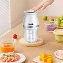 Sonifer多功能電動食品加工機，全銅電機壽命長久，0.6L容量，不銹鋼刀片衛生耐用，可切碎大蒜、洋蔥、辣椒、蔬菜，碾磨肉類 - 查看 1