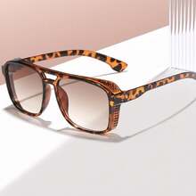 1 件装方形双桥蒸汽朋克有色镜片全框时尚眼镜，时尚海洋色眼镜，适合男士户外佩戴 - 無色 - 查看 6