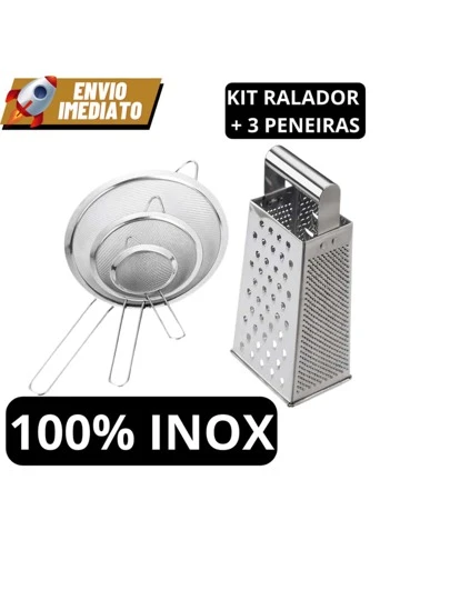 Kit de Peneiras e Ralador em Inox - Praticidade e Versatilidade para Sua Cozinha!