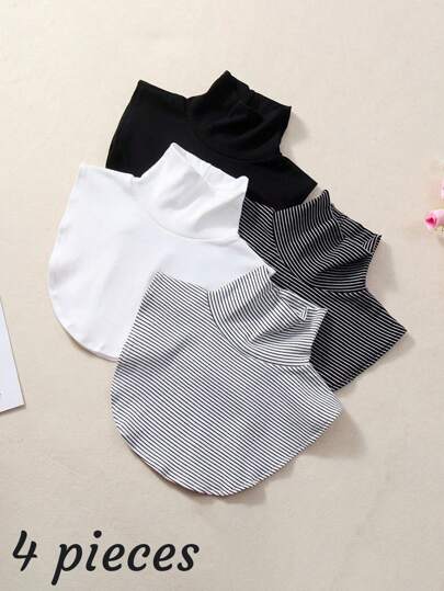 4pcs/1pc High Collar Solid Color Thin/Thick/Breathable/High Elastic False Collar To Protect Neck, Suitable For Daily Wear, Great For Matching Dress, Shirt, Sweater, Etc.