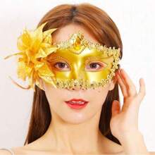 1 mặt nạ ren dự tiệc, mặt nạ hóa trang, mặt nạ cá nhân hóa cho sự kiện đám cưới, đồ trang trí sân khấu, mặt nạ ren nửa mặt gợi cảm cho phụ nữ, kèm lông vũ nhân tạo (Kiểu dáng/màu sắc mặt nạ ngẫu nhiên, keo dán tự làm, có thể có một số vết nhỏ, in offset) - Nhiều màu - Xem 24