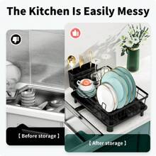 1 Pc Dish Rack,Dish Drying Rack With Utensil Holder,Countertop Space-Saving Dish Drainers ,Premium Kitchen Countertop Organizer,Kitchen Organizer&Storage,