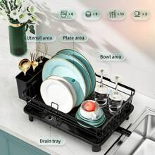 1 Pc Dish Rack,Dish Drying Rack With Utensil Holder,Countertop Space-Saving Dish Drainers ,Premium Kitchen Countertop Organizer,Kitchen Organizer&Storage,