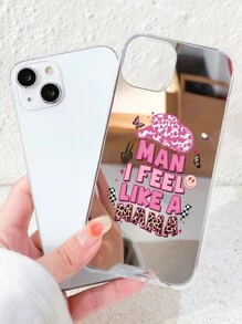 1入粉色丹寧紋銀色亞克力鏡面手機殼，適用於iPhone 15、14、13、12、14 Pro Max、15 Pro Max、13 Pro Max、11、Xs、Xs Max、Mini - 彩色 - 查看 2