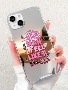 1入粉色丹寧紋銀色亞克力鏡面手機殼，適用於iPhone 15、14、13、12、14 Pro Max、15 Pro Max、13 Pro Max、11、Xs、Xs Max、Mini - 彩色 - 查看 3