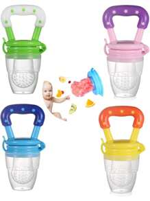 2 Piezas Chupón Papilla Fruta Para Bebé Chupete Estrellas Con Tapa Mordederas Alimentador Silicona Colores Suave Reusable Reutilizable Para Frutas Verduras