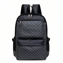 Color Block PU Leather Backpack, Casual Travel Bag, Student Schoolbag, 15.6-Inch Laptop Backpack, Black School Backpack Students Book Bag Cartoon Print Camouflage Fashion Leisure Print Backpack Black Bag Hiking Multi-Functional Outdoor Back To School Beach Valentine Gifts Vintage Laptop Case The Sporty Life Vacation Gift Bag Pack Backpacks Travel Must Haves Large Bag Spring Vintage Bags School Supplies Laptop Bag Office Bag - Black - View 12