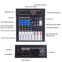 NGUVMN MX-4 4-Channel Professional Mixing Console With Power Amplifier, 8-Channel High-Power Stage Performance Mixing System, Bluetooth, Reverb, And EQ Effects, Wireless Microphone, Flight Case Included - Multicolor - View 4