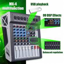 NGUVMN MX-4 4-Channel Professional Mixing Console With Power Amplifier, 8-Channel High-Power Stage Performance Mixing System, Bluetooth, Reverb, And EQ Effects, Wireless Microphone, Flight Case Included - Multicolor - View 9